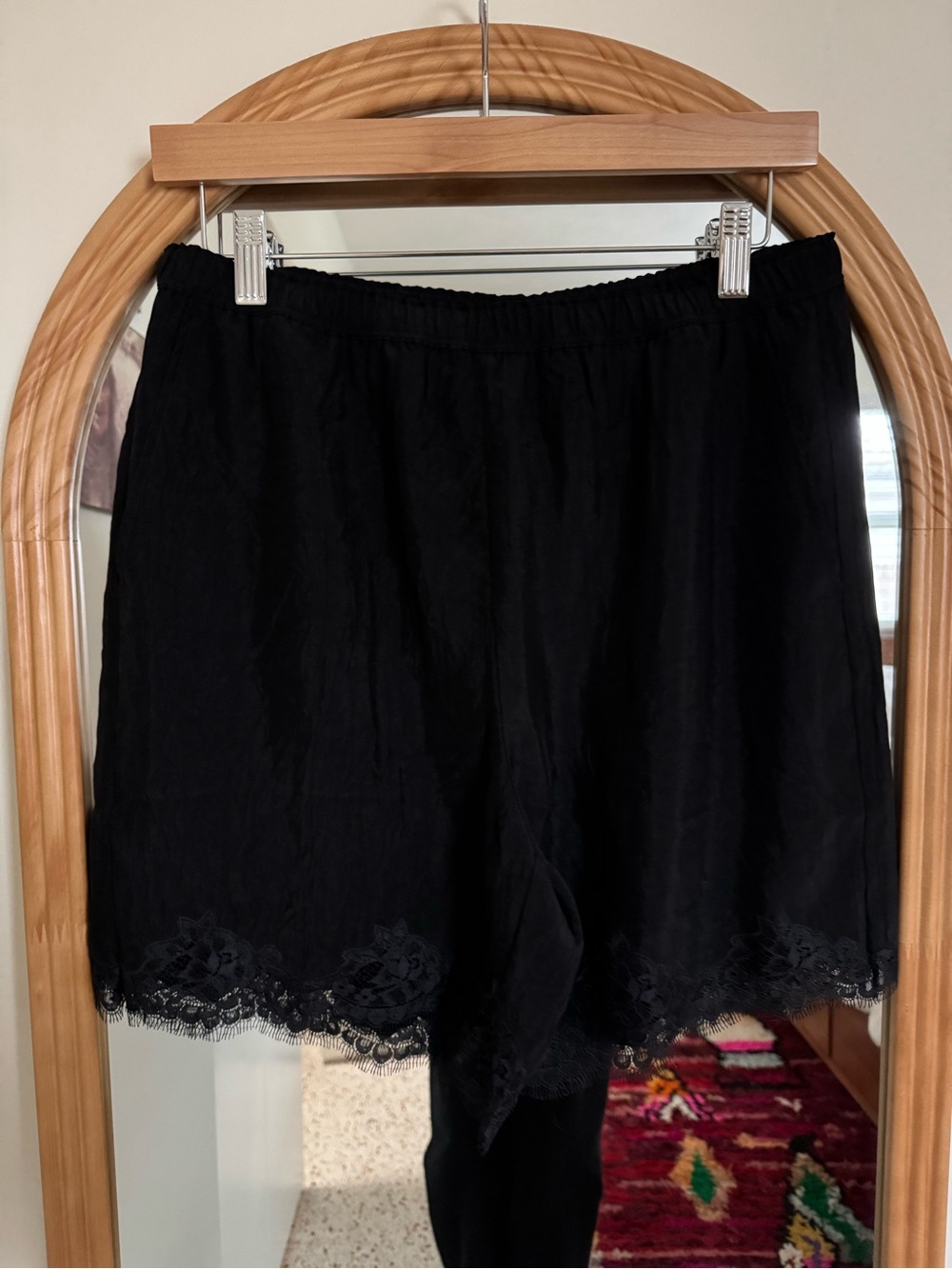 J. Crew Black Lace-Trim Shorts
